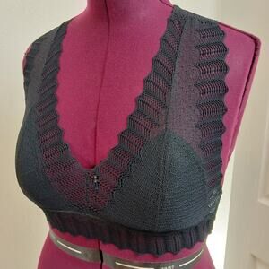 Lafort Black Lace Bralette M Brazilian racerback top bra padding V-neck